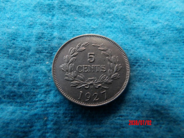 SARAWAK, 1927H, 5 Cents