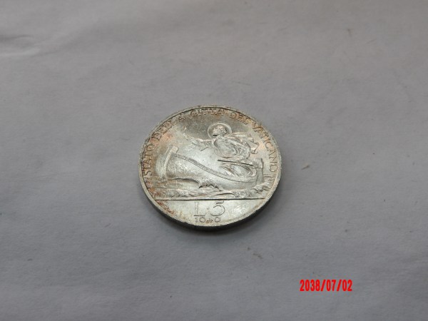 VATICAN CITY, 1940, 5 Lira