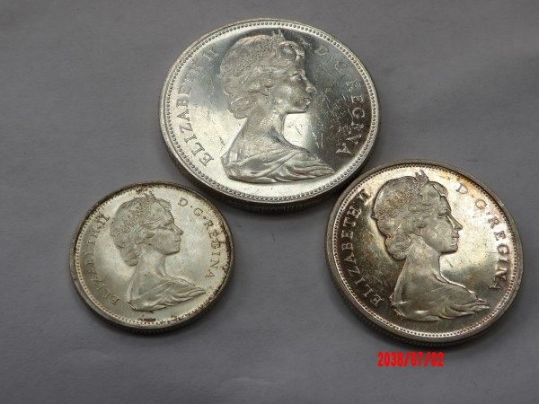 CANADA, 1967, 25C,50C, Dollar*