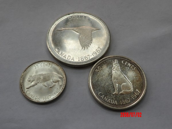 CANADA, 1967, 25C,50C, Dollar*