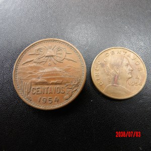 MEXICO, 1954, 5 AND 20 Centavos - Image 1