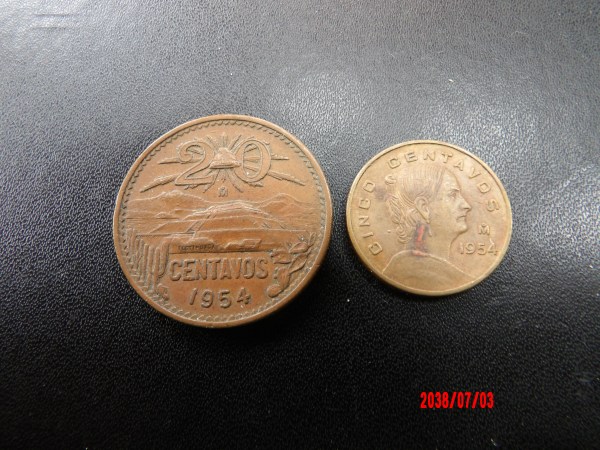 MEXICO, 1954, 5 AND 20 Centavos