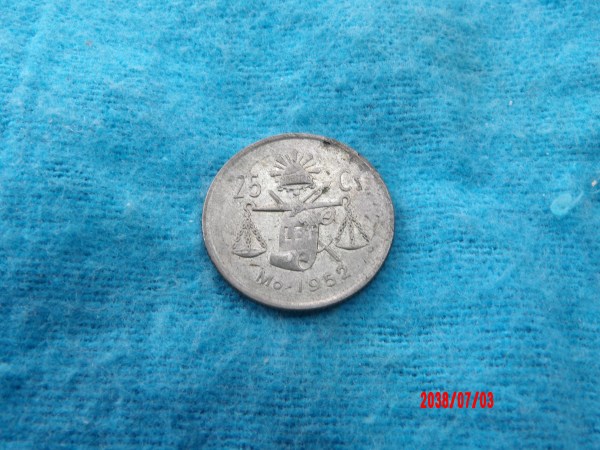 MEXICO, 1952, 25 Centavos