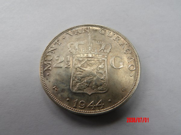 CURACAO, 1944, 2 1/2Gulden