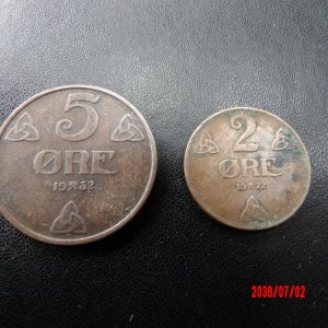 NORWAY, 1922, 2 Ore, 1932 5 Ore - Image 1