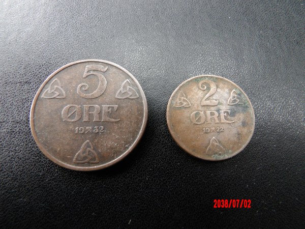NORWAY, 1922, 2 Ore, 1932 5 Ore