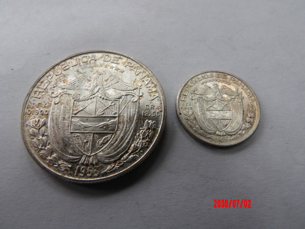 PANAMA, 1953, 1/10th Balboa. 1/2 Balboa